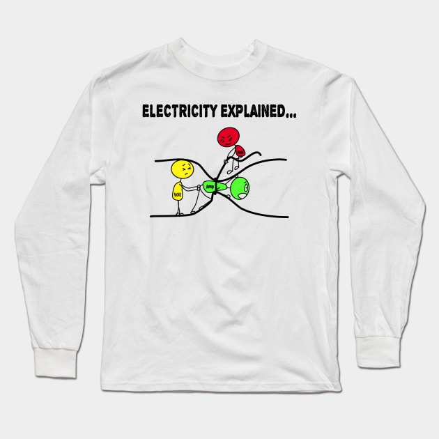 Electrician Joke Cute Gift Electricity Science Nerd Volt Comic Teacher Long Sleeve T-Shirt by Kibo2020